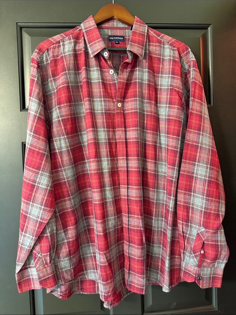 Red Plaid Casual Button-Down Shirt - Men